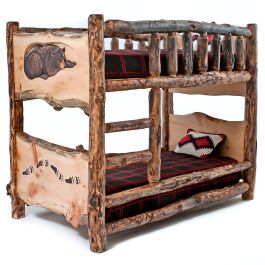 Rustic Hand-Carved Aspen Bunk Bed